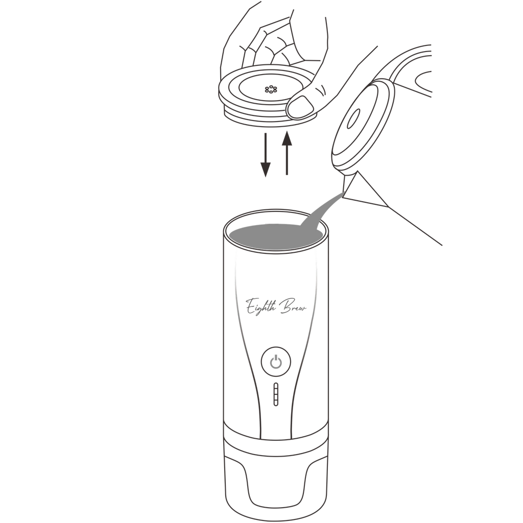 Step 4 of operating EighthBrew's Portable Coffee Machine