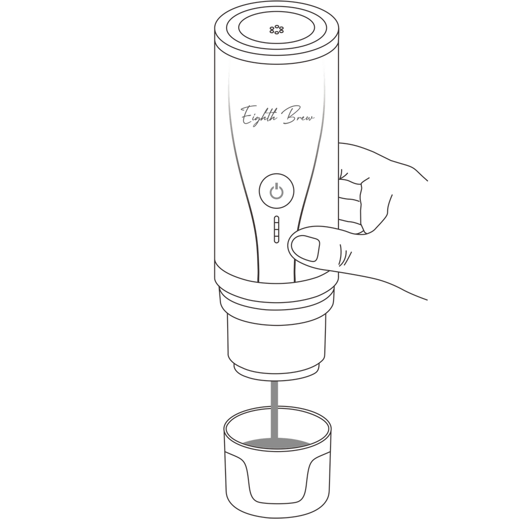 Step 6 of operating EighthBrew's Portable Coffee Machine