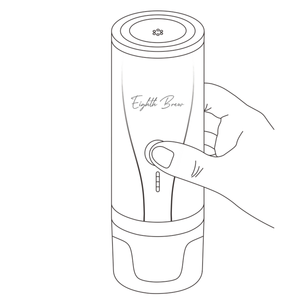 Step 5 of operating EighthBrew's Portable Coffee Machine